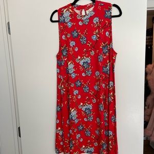 LOFT Red Floral Dress